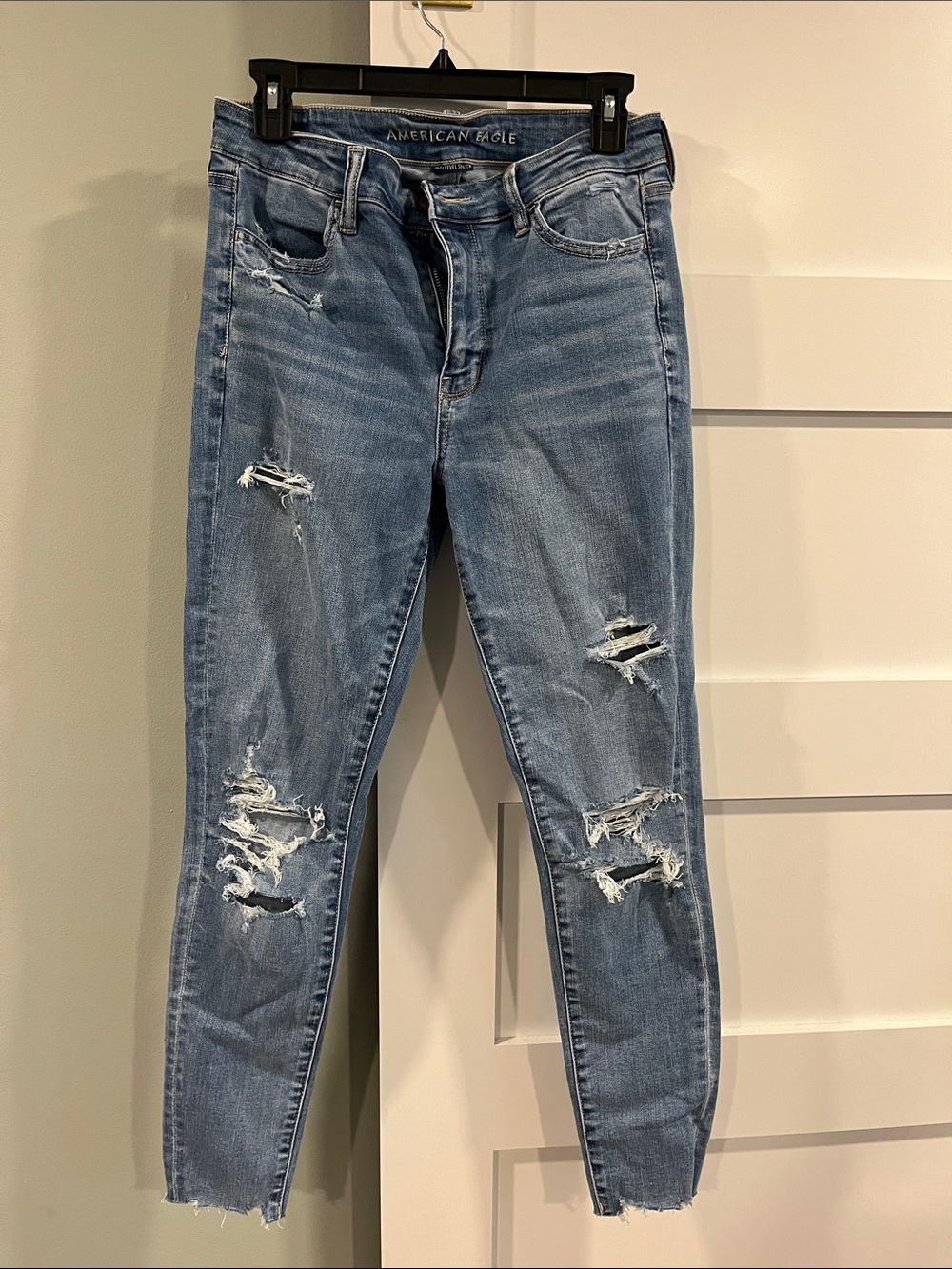 American Eagle Outfitters Light Blue Ripped Skinny Jeans